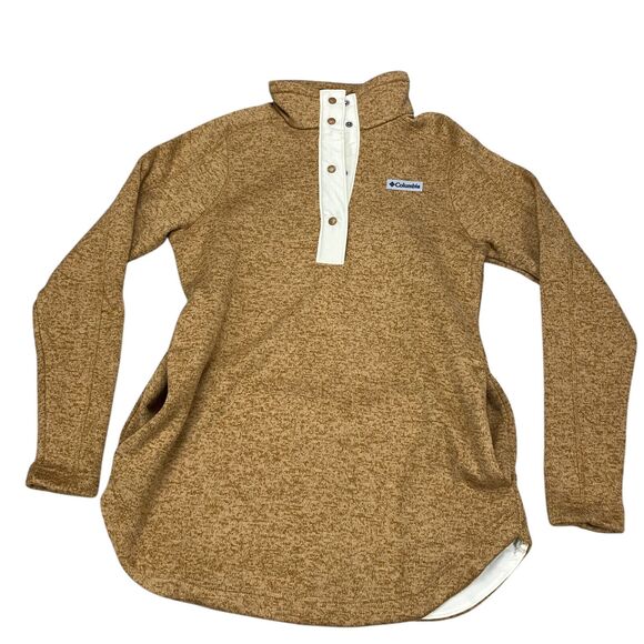 Columbia Women's Small Sweater Weather Fleece Tunic 1/4 Button Camel Brown - Picture 1 of 15